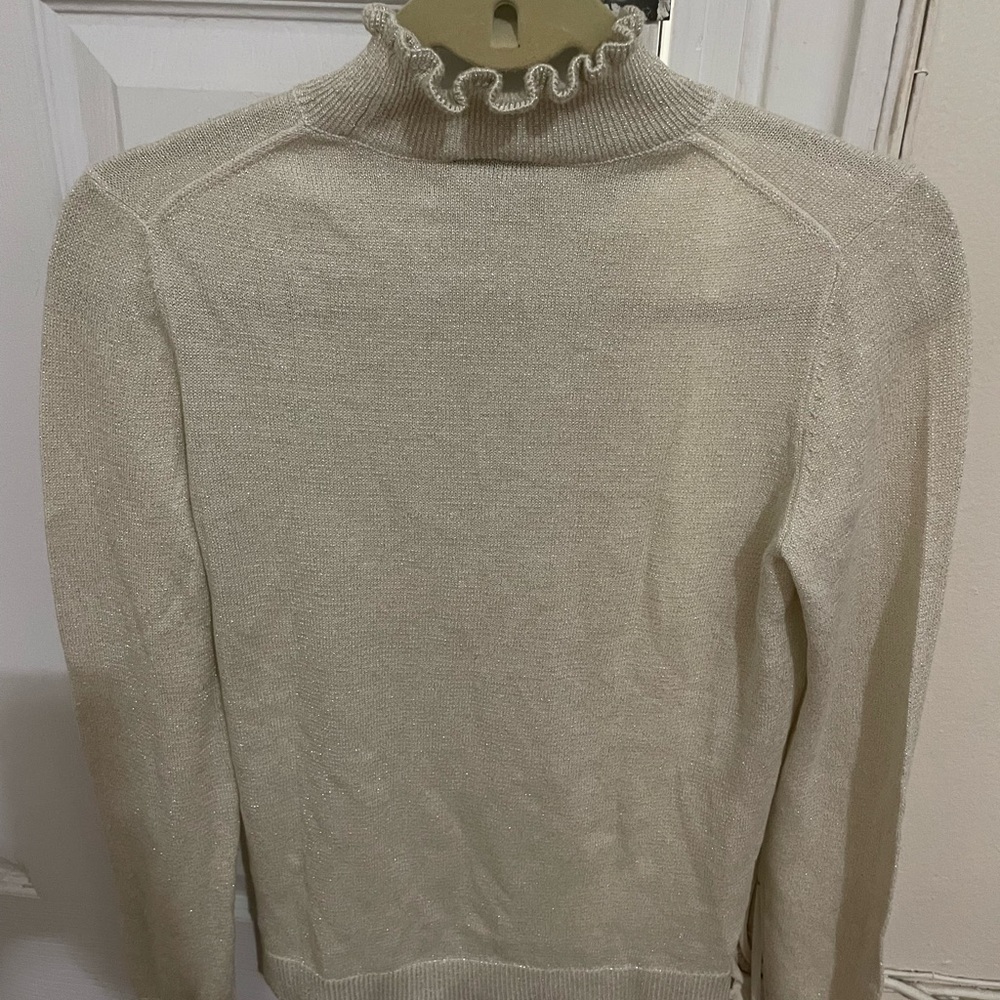 Women cream Ann Taylor turtle neck sparkling sweater